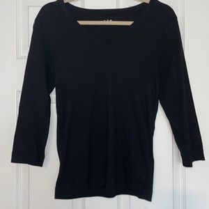 Three Dot black cotton long sleeve shirt. Size large